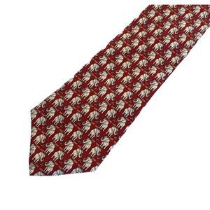 Vintage Museum Artifacts Neck Tie Mens Red Silk Elephant Patriotic American
